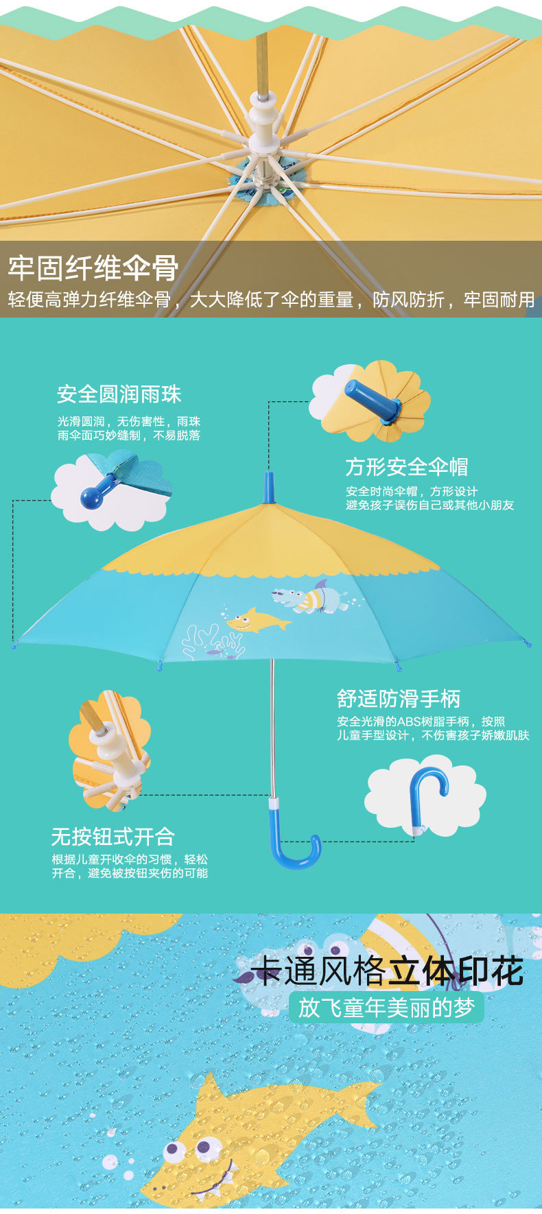 「兒童雨傘」可愛卡通長柄直桿雨傘小孩晴雨傘定制LOGO (10).jpg