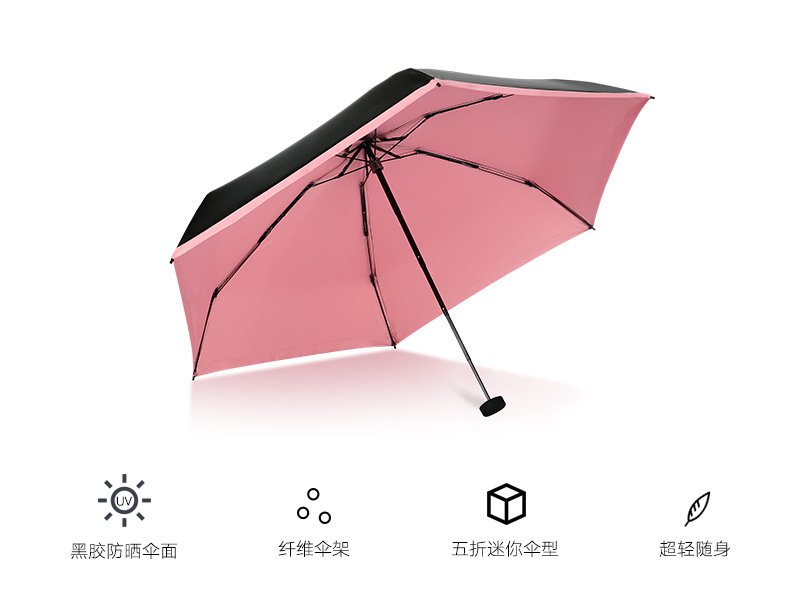 「口袋傘」爆款迷你口袋傘 超輕遮陽傘太陽傘黑膠 防曬晴雨傘五折傘 (3).jpg